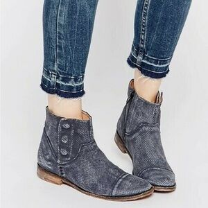 Free People Shadow Lark Ankle Boot in Washed Black